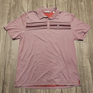 Travis Mathew Polo Golf Shirt Mens XLarge Red Striped Heathered Polyester Casual